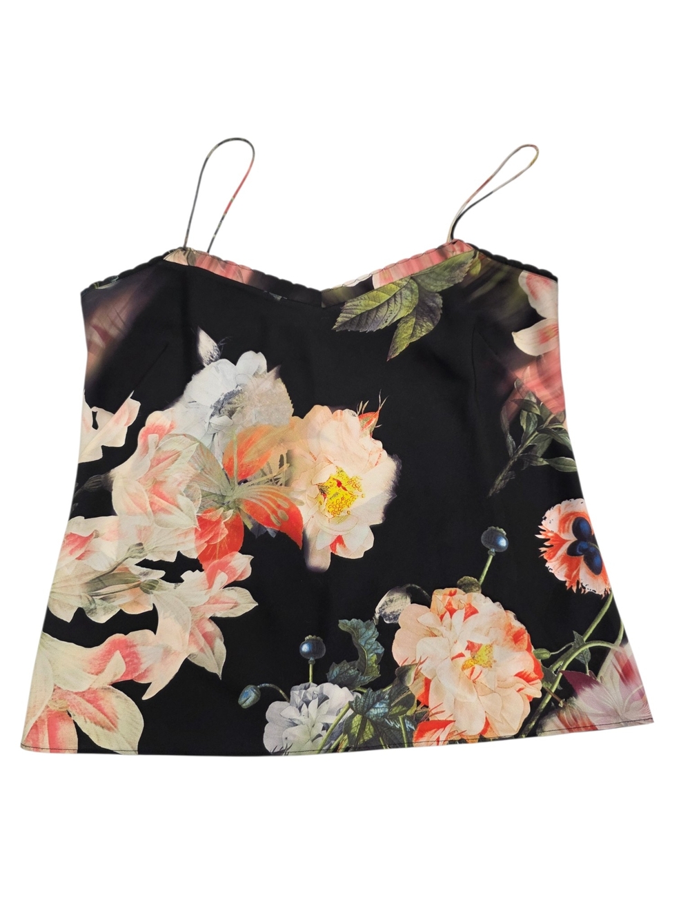 Ted Baker Black Floral Camisole with Pink & Cream Blooms